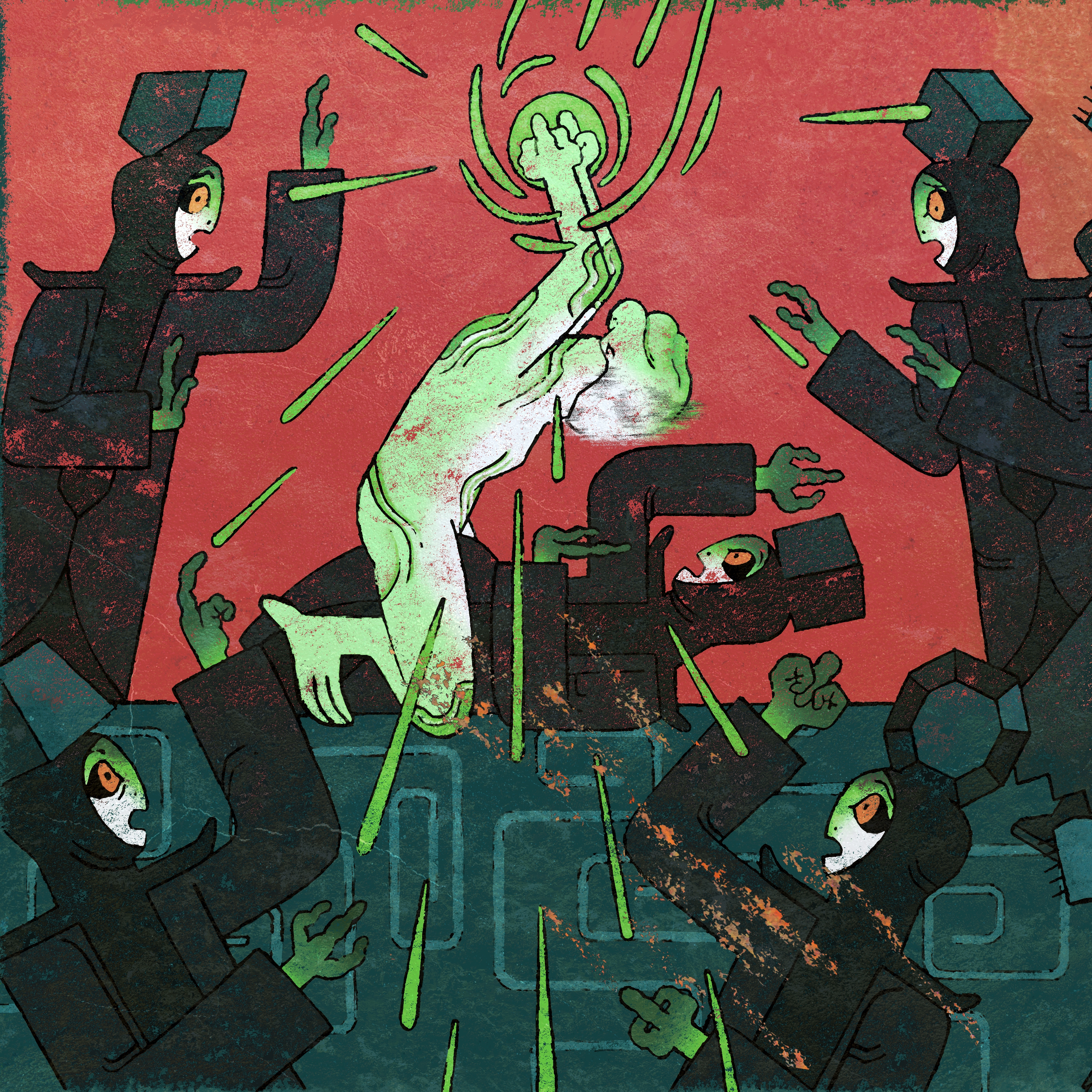 First Age art depicting the prophet attacking Yuok. Yuok was the counsellor of Yuzam, leader of the Yu caste
